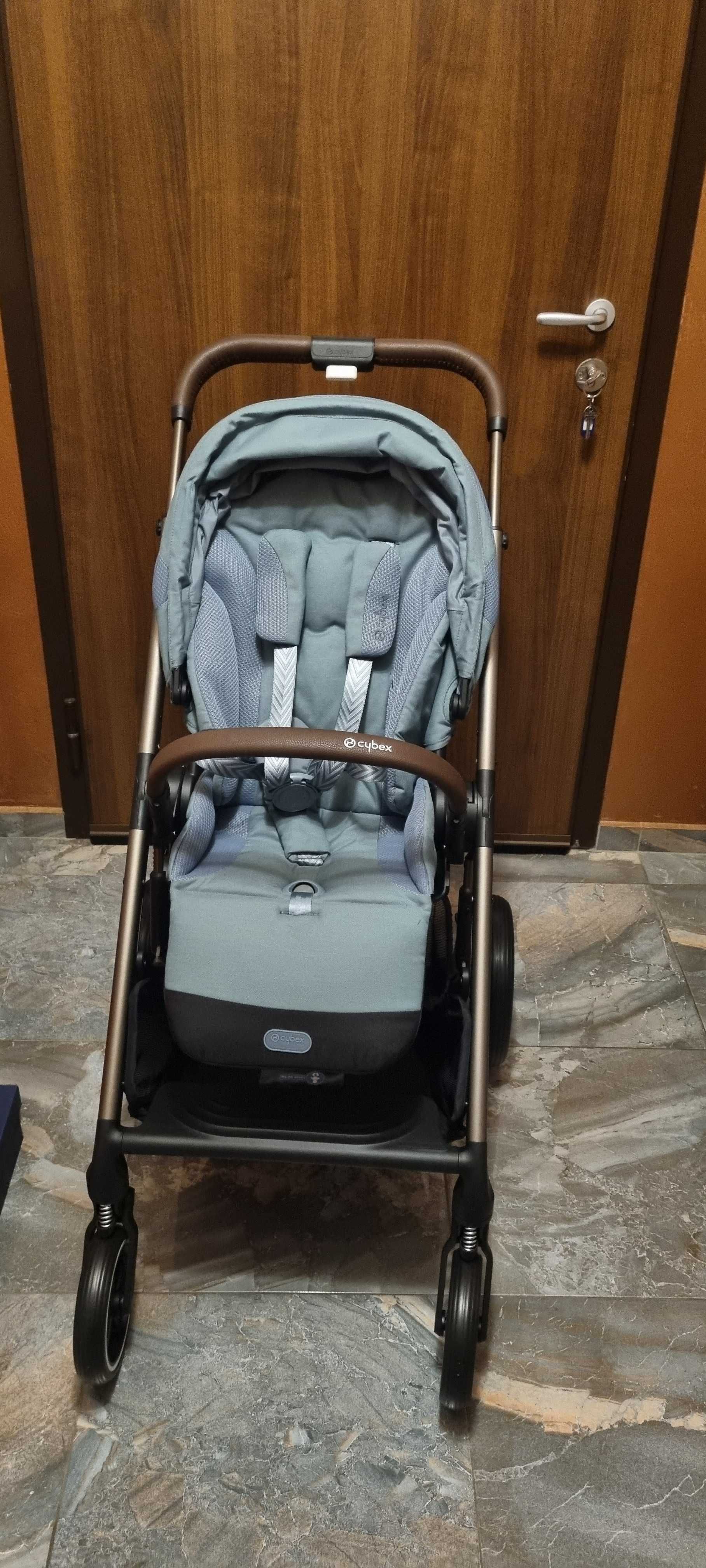Лятна бебешка количка Cybex Balios S Lux, с шаси Taupe и цвят Sky Blue