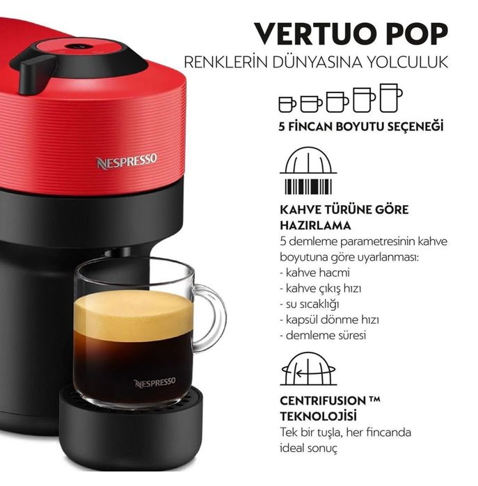 Еспресо машина Nespresso by Krups Vertuo Pop XN920510, 1500W
