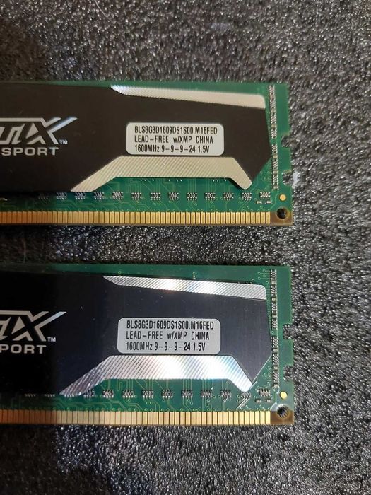 16GB (2x8) DDR3, Crucial Ballistix, 1600Mhz, CL9