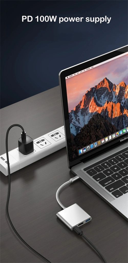 3 in 1 USB C to Hdmi Adaptor Macbook Laptop PC Telefon