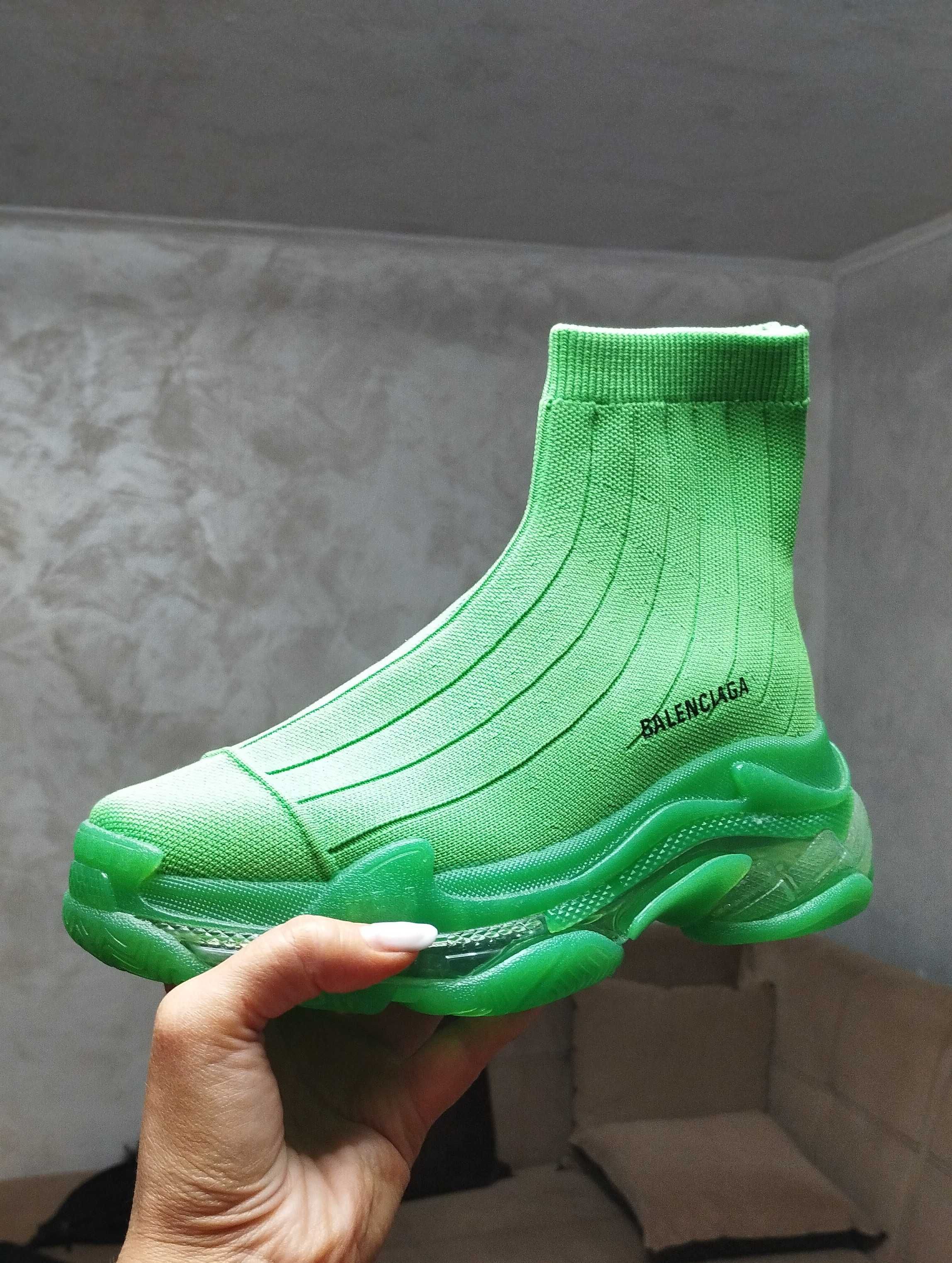 Balenciaga зелени с чорапче