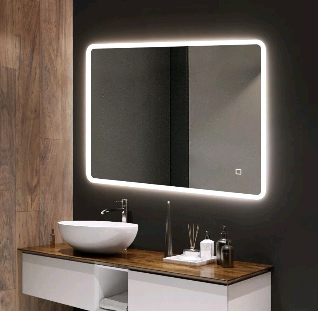 Огледало за баня 80×60 с музика(bluetooth) LED осветление и подгряване