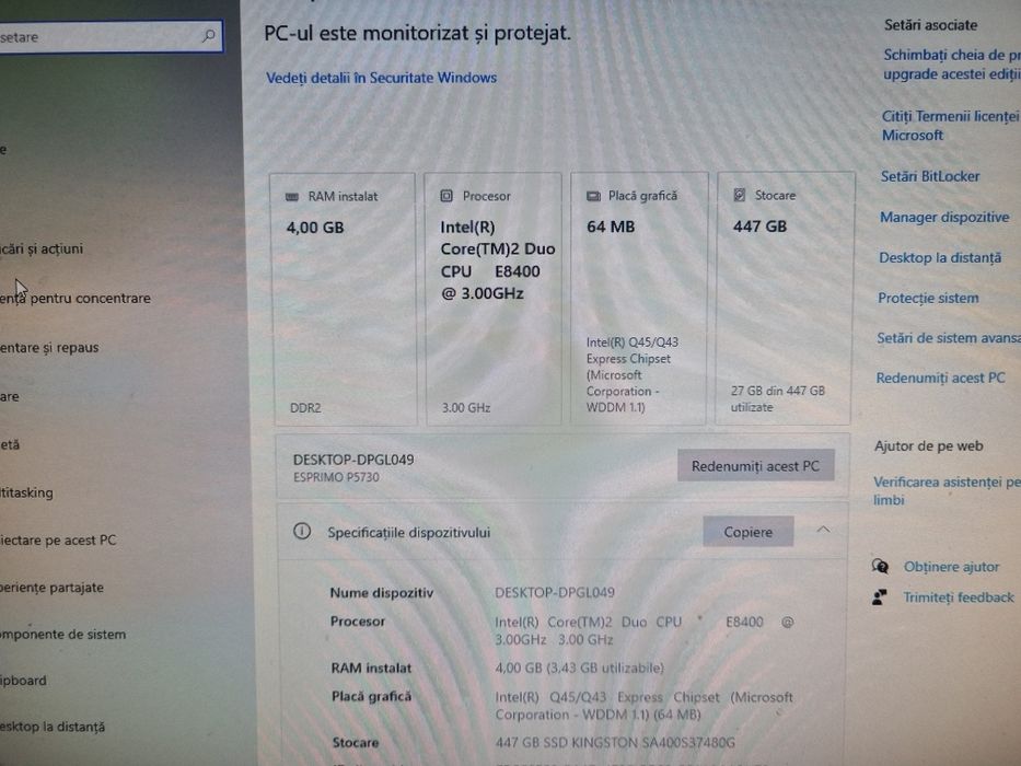 Sistem pc unitate si monitor 24 inch