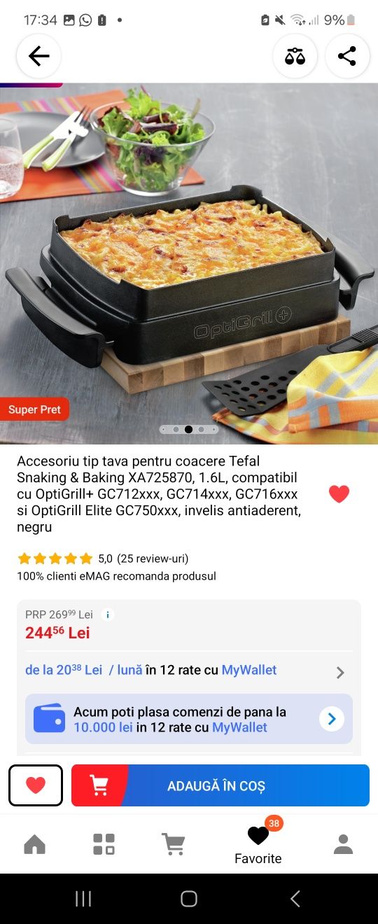 Tava coacere grill Tefal Optigrill noua TRANSPORT GRATUIT