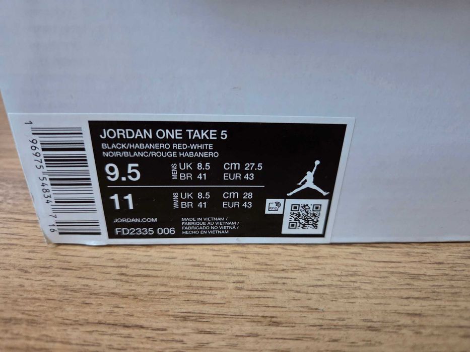 Ghete Air Jordan One Take 5 "Black Habanero Red" Eur 43/ UK 8,5