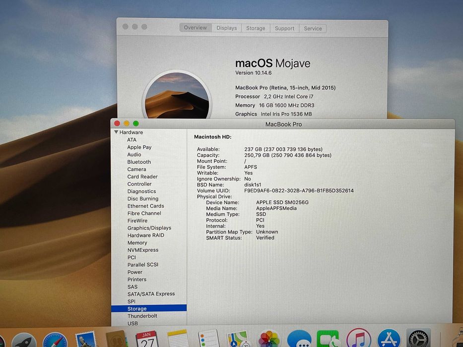 15.4 Retina Core i7 Apple MacBook Pro Mid 2015 16GB RAM/256GB SSD/Iris