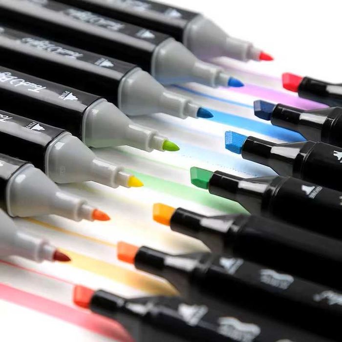 Set de carioci multicolore, cu baza de alcool, Cap dublu 1mm-6mm,