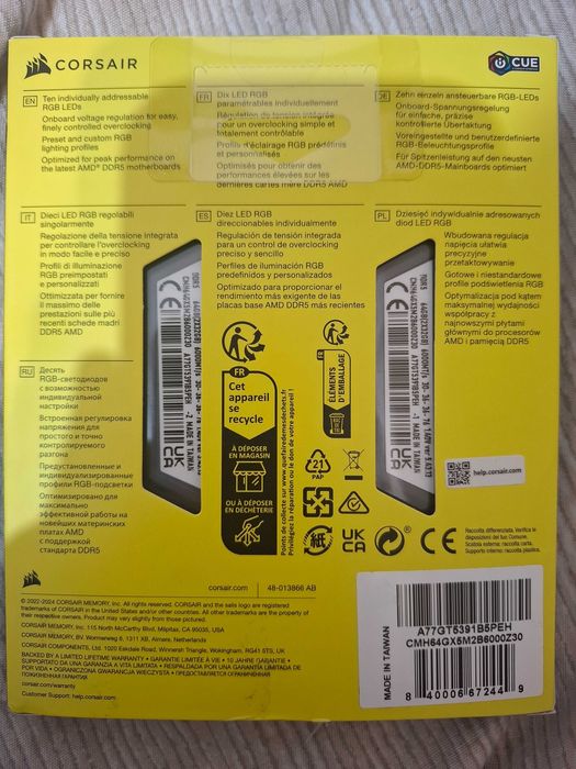 Kit 2x32 GB RAM cl30 6000mhz corsair vengeance