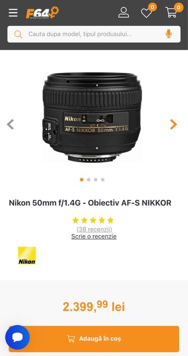 Obiectiv Nikon AF-S NIKKOR 50mm f/1.4G