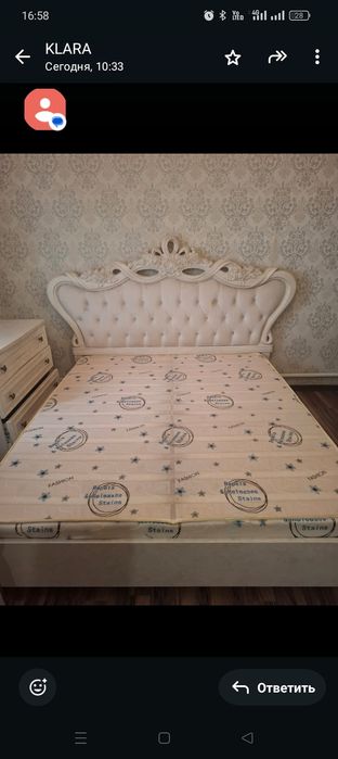 Только кровать качество хорошее с матрамом Цена 75000 Сарагаш
