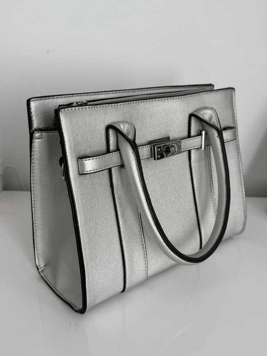 Geanta gri argintiu stil hermes