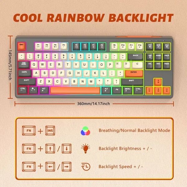 Клавиатура FreeWolf M87 RGB Bluetooth/Usb type-C. MacOs Windows