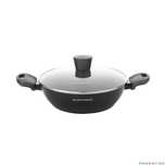 Oala din aluminiu cu invelis din marmura, cu capac din sticla, 28cm,