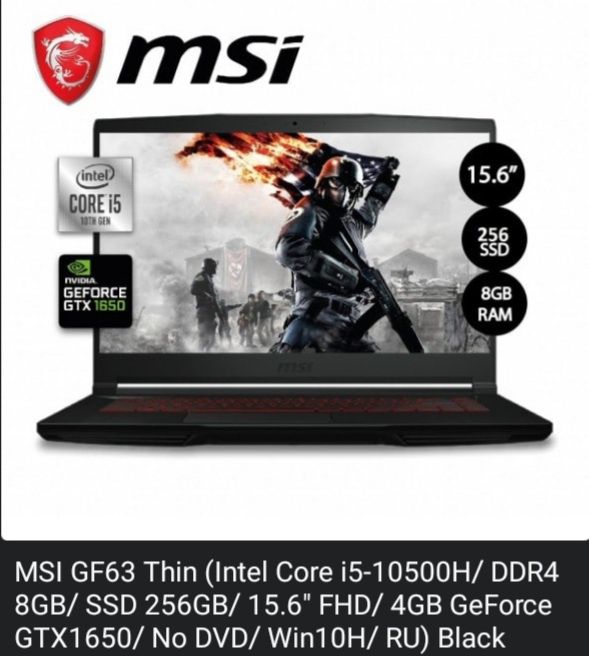 Noutbuk MSI GF63 i5 10500H