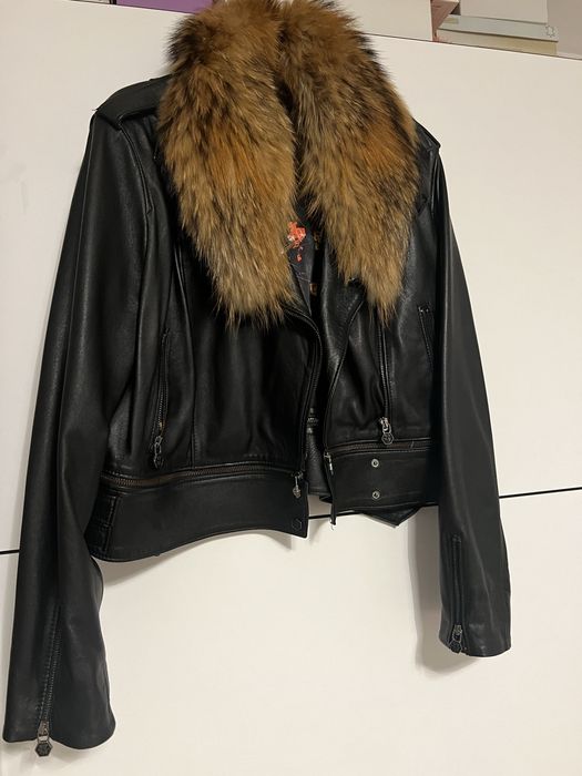 Geaca piele cu blana vulpe bazar turcia