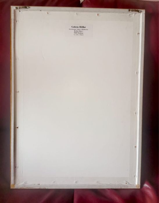 Картина в синьо Маьорка  рамка паспарту стъкло авторска подписана