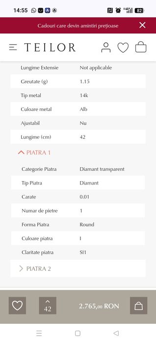 Lant aur alb Teilor 14k cu cruciulita diamante negre