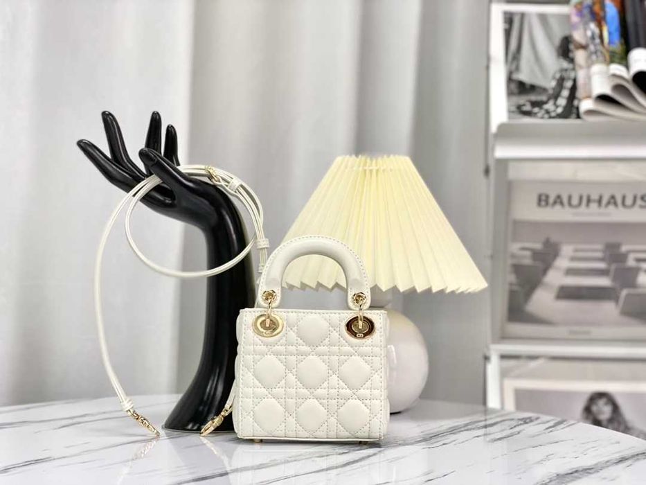 Geanta Christian Dior Lady Micro, white, 12x10x5cm, Premium