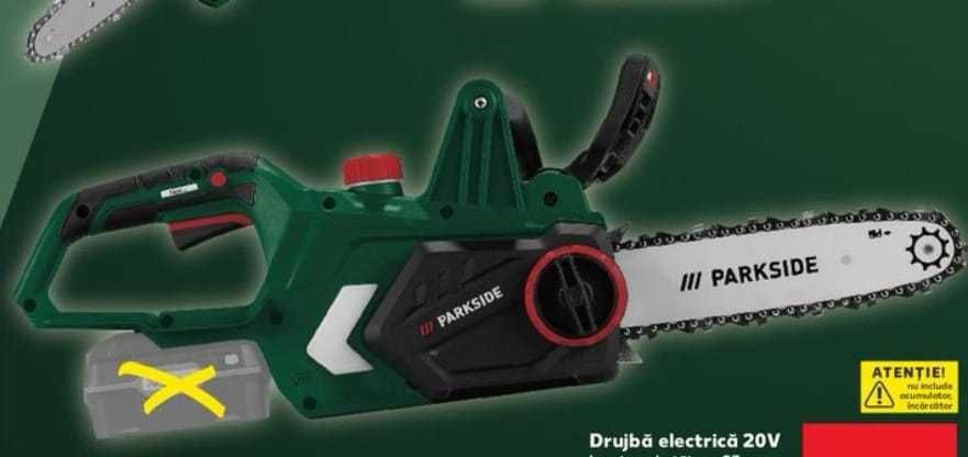 Drujbă cu lanț Parkside pe acumulator 20 V, lamă 23 cm NOUĂ garanție