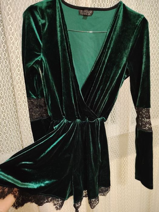 Șalopetă verde cu dantelă 36 S -M