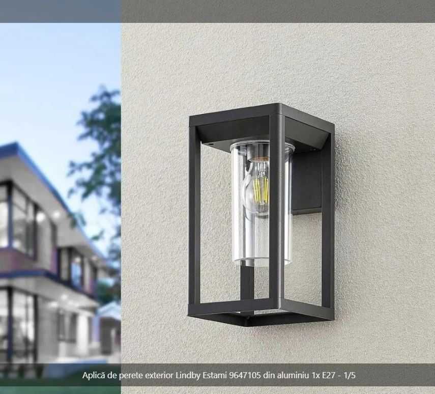 Aplică de perete exterior Lindby Estami 9647105 din aluminiu 1x E27.