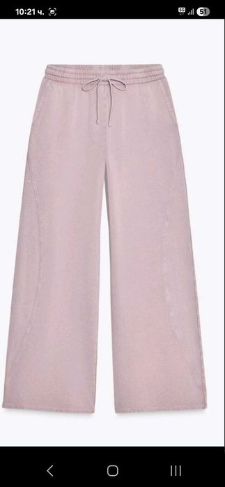 Дамски панталони washed effect ZARA с широки крачоли