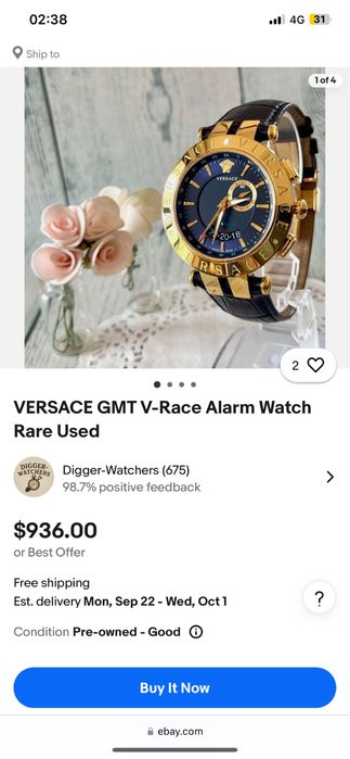 Versace V-Race GMT Alarm 46mm Gold Plated 18K