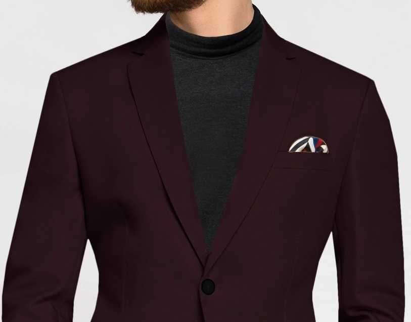 Sacou blazer slim 46 S premium BAR III NOU lana extrafina burgundy