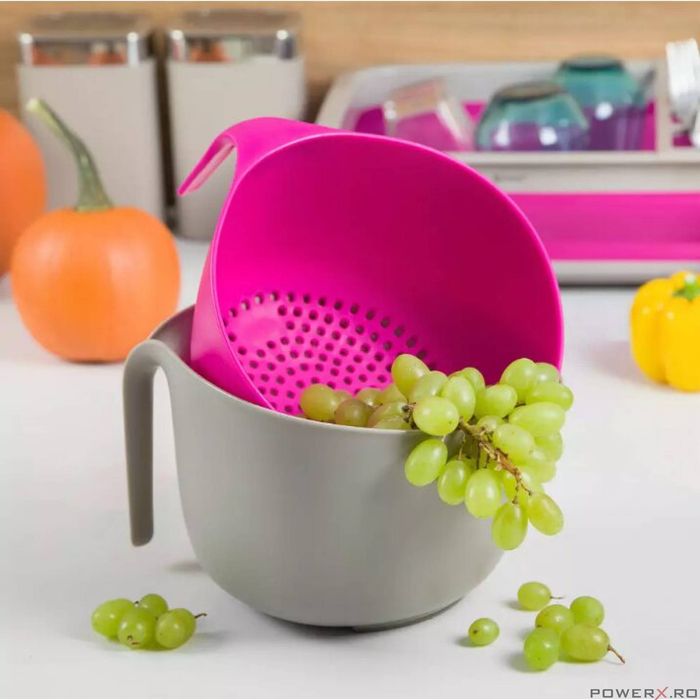 Bol cu strecuratoare detasabila, 23cm, roz, gri, Kassel