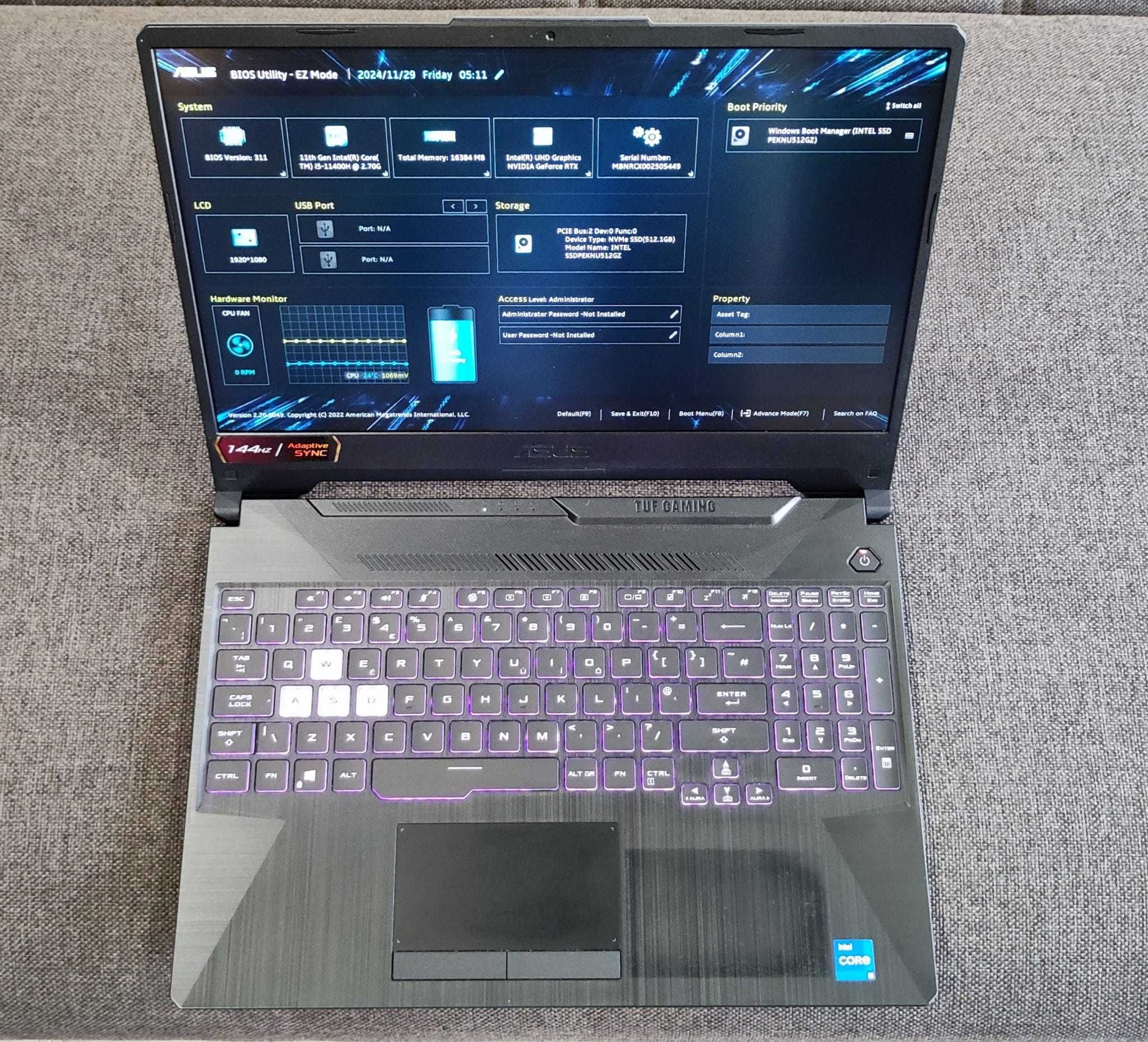 Defect Gaming Asus TUF F15 RTX 3050 512Tb 16Gb i5 11400h Nvidia