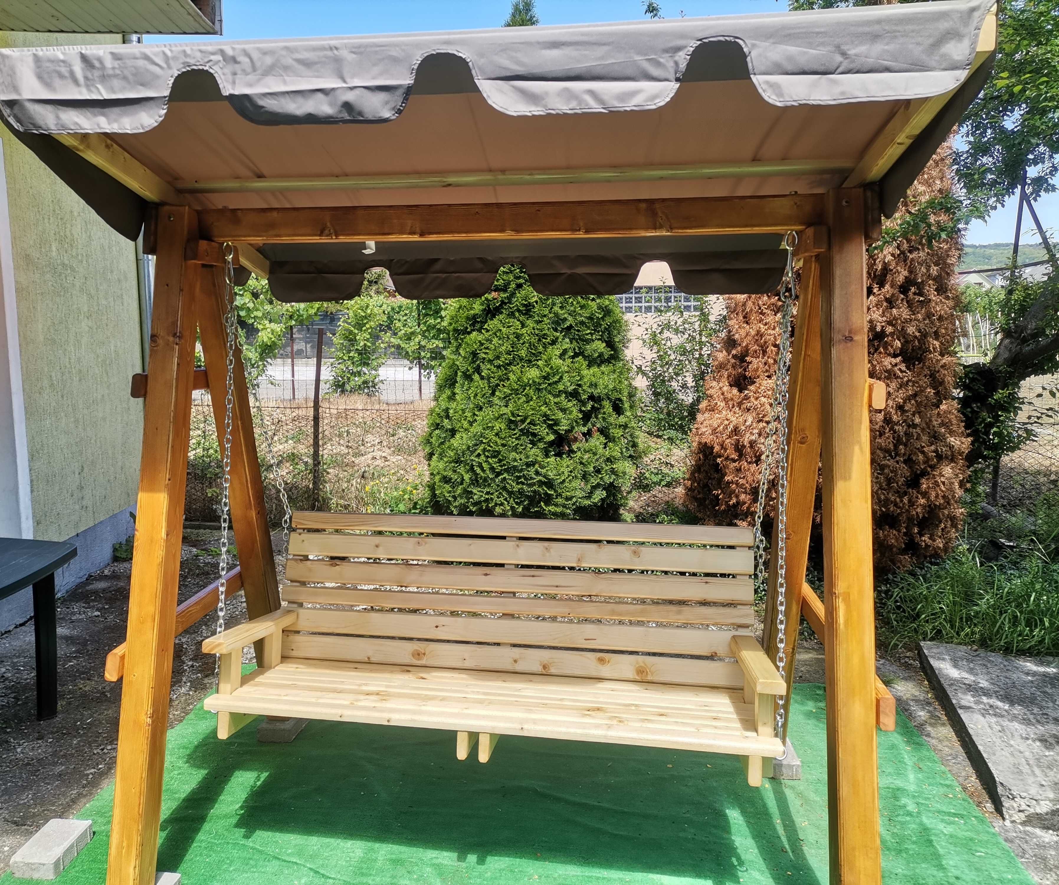 BALANSOAR GRĂDINĂ, 3 locuri, lemn masiv, 200x125x190