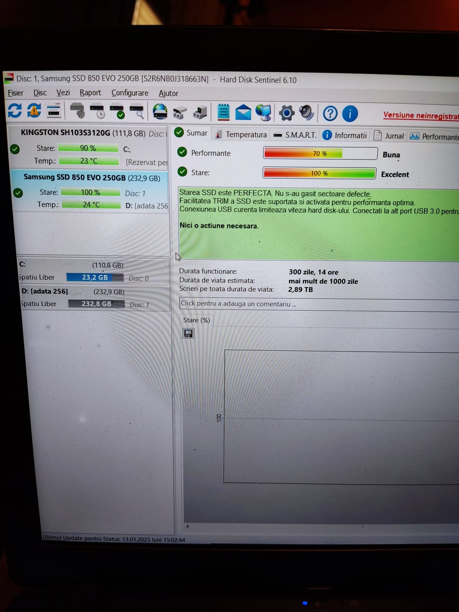 SSD 256  Samsung 850 EVO cu Rack ADATA