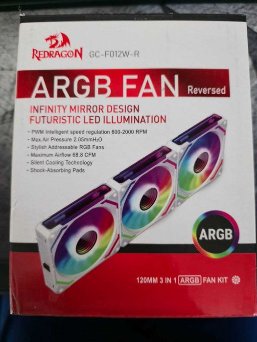 Redragon GC-F012W-R – set 3 ventilatoare 120mm ARGB Reversed, White