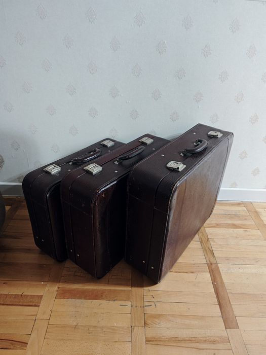 Кожаные чемоданы 3 шт (настоящая кожа)