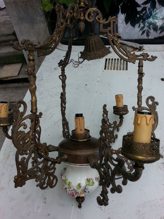 candelabru lampadar tavan bronz portelan