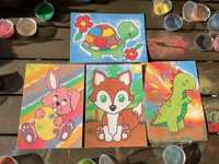 Pictură cu nisip colorat *Animals Pack* - 10 planse, 12 culori