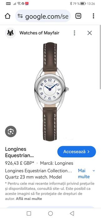 Ceas Longines Equestrian -Quartz -Dama 23x32 mm -Nou ,Nepurtat !!
