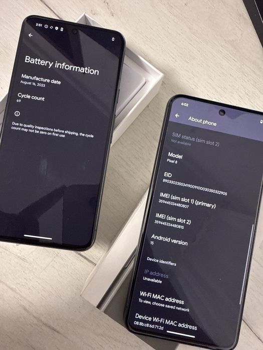 Google Pixel 8 256 si 128Gb ca Noi 69 cicluri incarcate