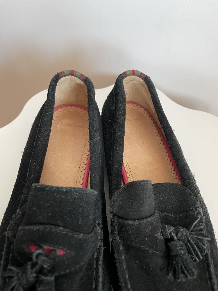 Mocasini piele intoarsa neagra//38