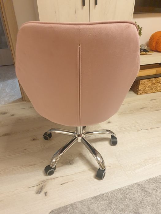 Scaun birou catifea roz pudra