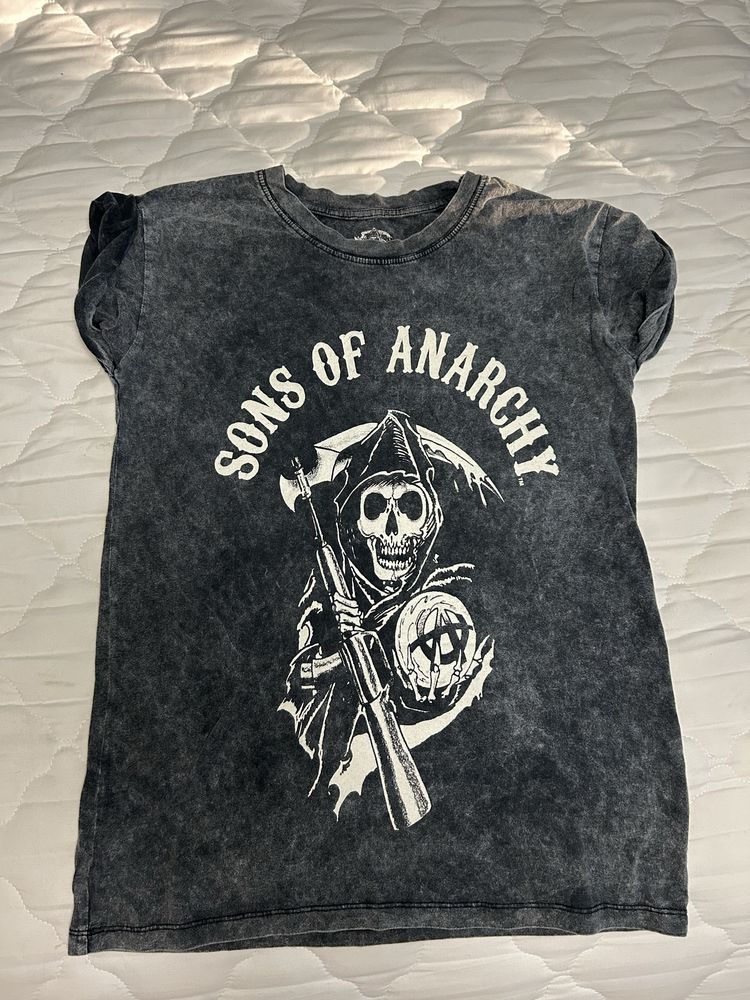 Sons of Anarchy Тъмно Сива Тениска – Мъжка, Щампа, Къс Ръкав, Памук