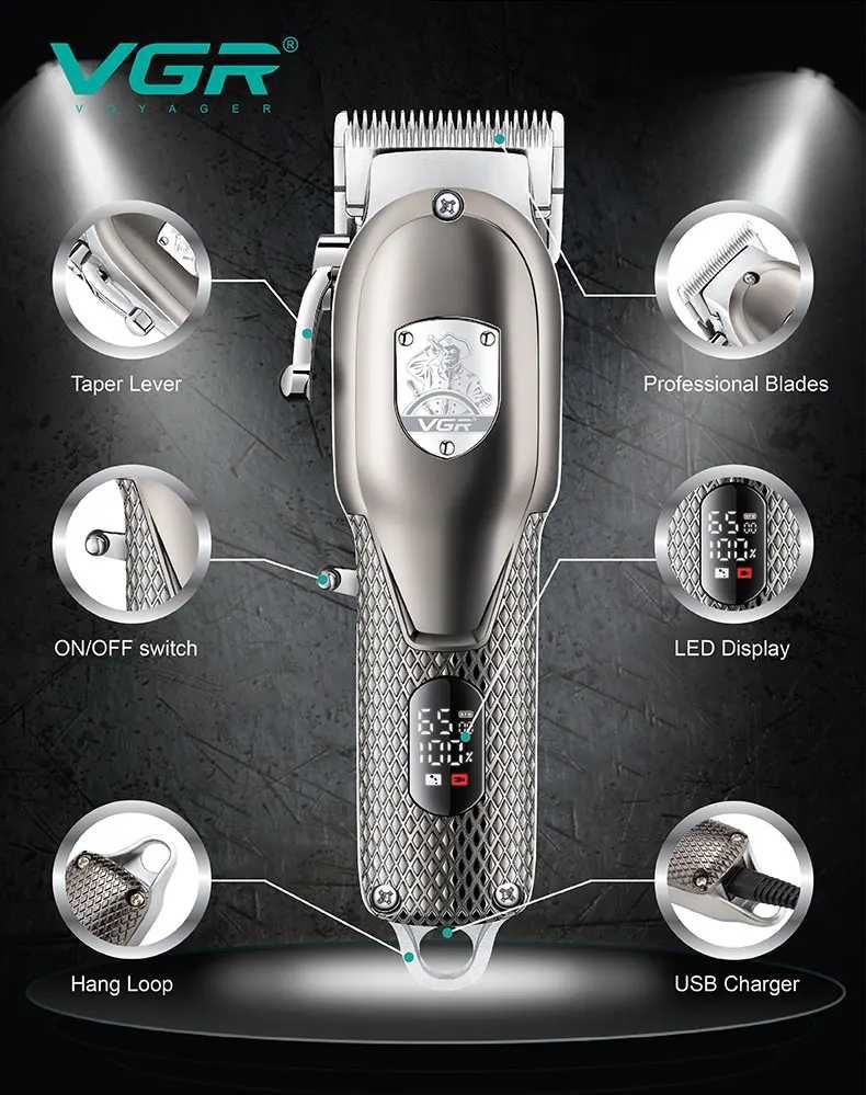 Mașină profesională de tuns VGR V-276, Display, Metal, 2500mAh
