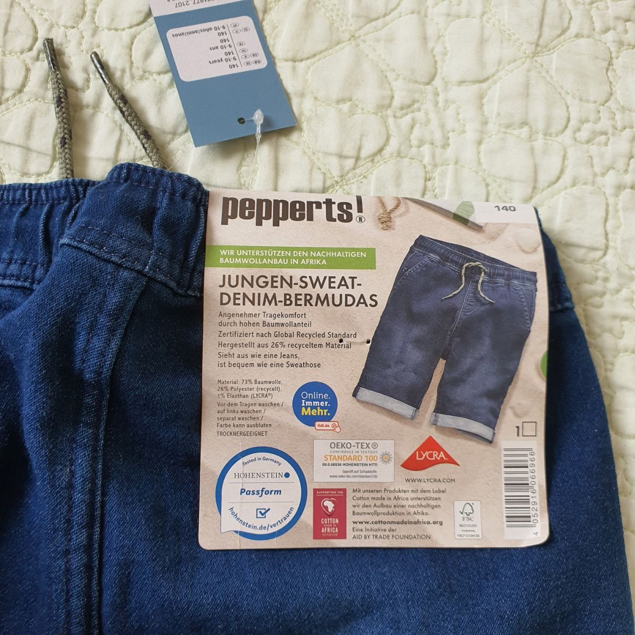 Pantaloni scurți jeans Pepperts băiețel 140, 9-10 ani, noi cu etichetă