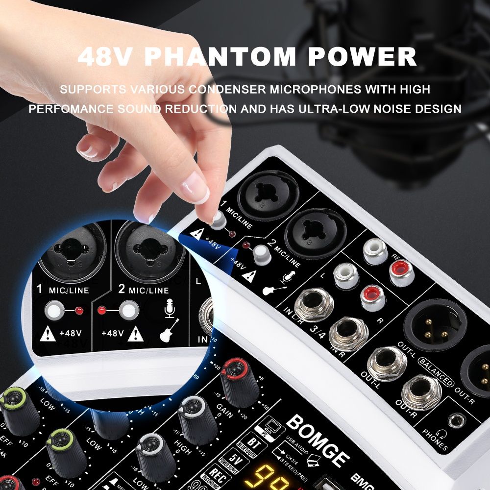 Смесителен пулт BMG-04D DSP99 UPGRADE, DJ Mixer, Bluetooth, USB Player