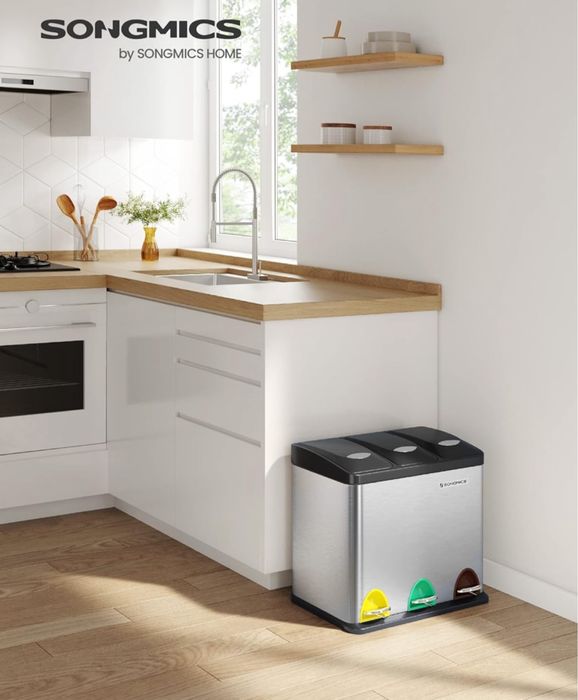 Метални кошче за боклук с педал SONGMICS