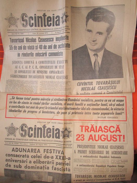 Ziarul Scanteia, Scinteia: 23 August 1975, 26 Ianuarie 1973, Ceausescu