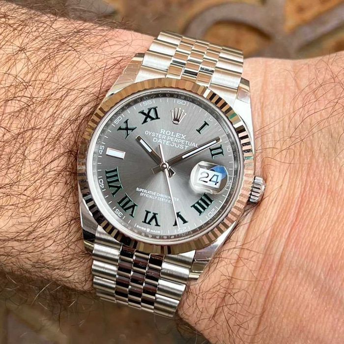 rolex datejust 41mm wimbledon silver