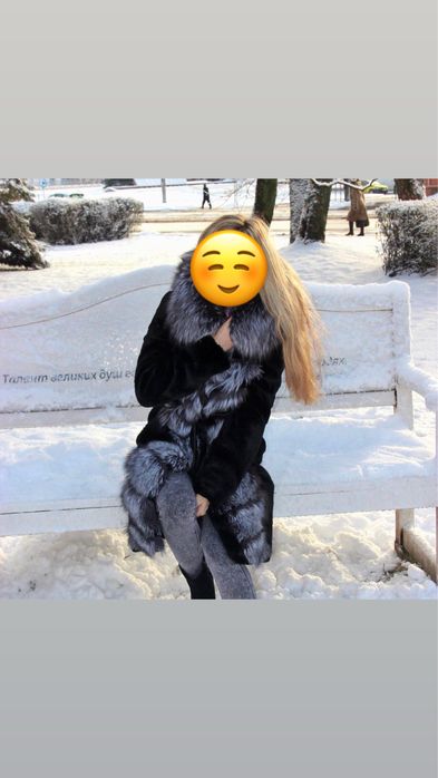Шуба зима мутон с чернобуркой
