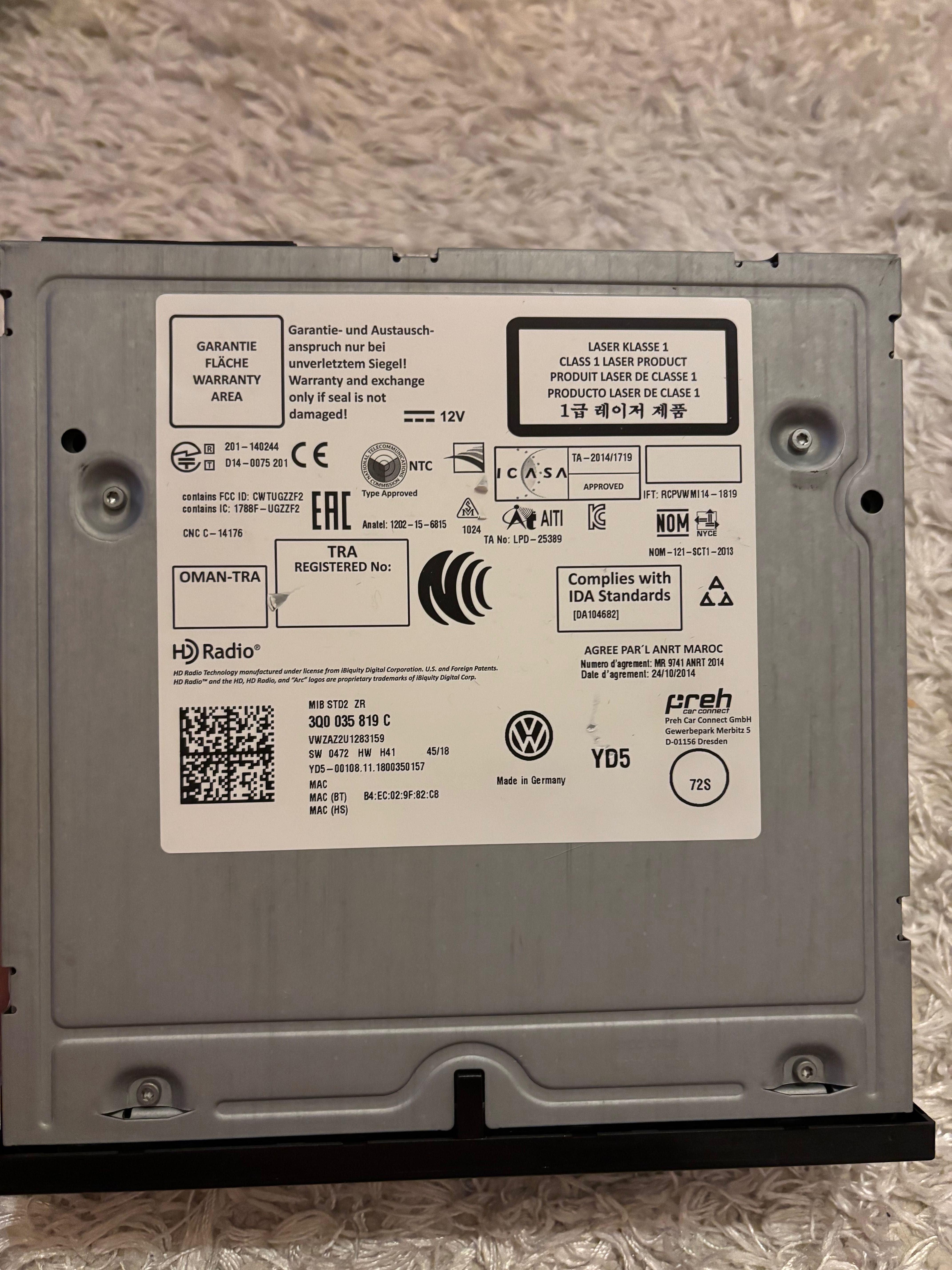 Display radio vw passat b8