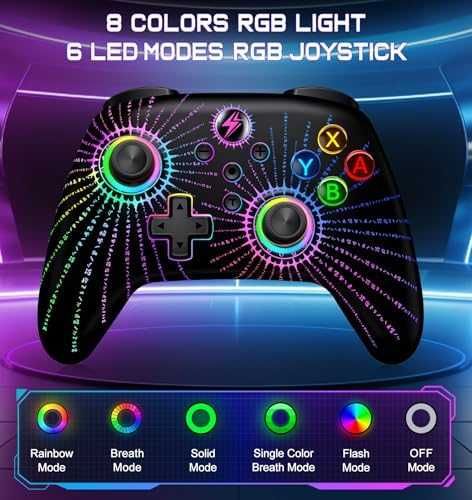 Нов Безжичен Контролер за Switch RGB Светлини Turbo и Вибрация за игри